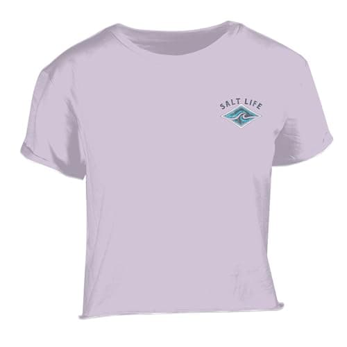 Salt Life Women's Ride The Tide Short Sleeve Cropped Tee For Summer Beach Vacation Style Fits