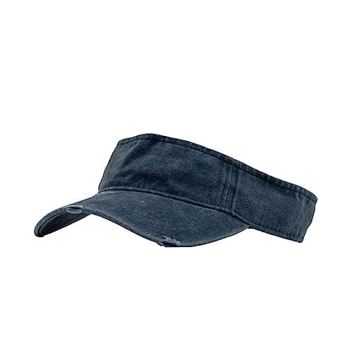 ANDICEQY Sport Retro Ripped Sun Visor Hats for Women and Men Adjustable Empty Top Baseball Cap Cotton Ball Cap Women and — Retro Navy
