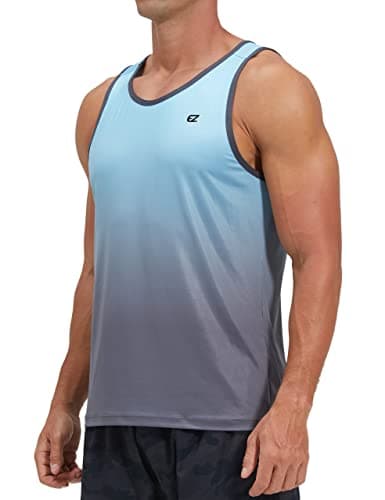 EZRUN Men's Quick Dry Workout Swim Beach Shirts Sleeveless Shirts for Bodybuilding Fitness Training