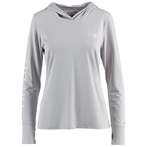 Salt Life Women's Tectonic SLX Long Sleeve Hoodie + Waterproof + Stylish + Beach Wanderlust + Size Large + Hooded Sweats — Grey
