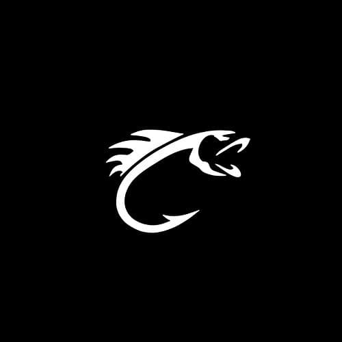 KamiDesigns Fish Hook Decal - Outdoor, Car Bumper, Truck Window - Minimalist White Vinyl Decal, 5x5 Inches Pack of 1
