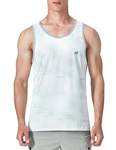 EZRUN Men's Quick Dry Workout Swim Beach Shirts Sleeveless Shirts for Bodybuilding Fitness Training — Marble Texture