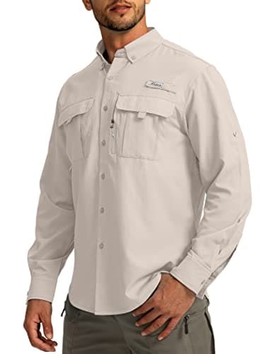 Men's Sun Protection Pudolla Fishing Shirts UPF50+ Long Sleeve Travel Work Button Down Shirts
| Pudolla Men's Sun Prote — Light Khaki
