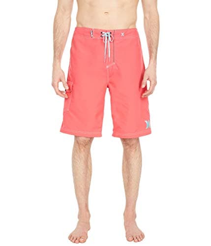 Hurley Men's One and Only 22-Inch Boardshorts Lightweight Breathable Surf Swim Shorts for Men Summer Beach Vacation — Light Fusion Red/Tropical Twist