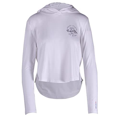 Salt Life Women's Seaglass Bay Ultra Lightweight Performance Cropped Hoodie for SummerOutdoor Adventure Lightweight, Bre — White
