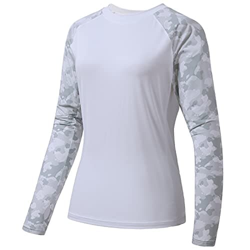 Women's UPF 50+ UV Sun Protection Long Sleeve Fishing Hiking Shirt
| Global Recycled Standard Women’s Long Sleeve Sun P — White/Light Grey Camo