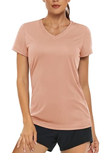 Women's UPF 50+ Sun Protection V-Neck T Shirts for Athletes
| Quick Dry Women's V-Neck Short Sleeve Athletic Shirts
| W — Apricot
