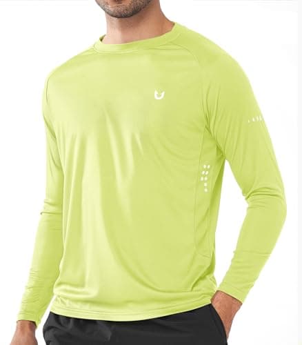 NORTHYARD Men's Sun Protection UPF 50+ Long Sleeve Swim Rash Guard Shirt for Workout Running UV Protection Fish Hiking — Lemonyellow