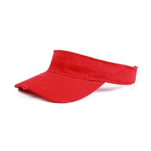 ANDICEQY Sport Retro Ripped Sun Visor Hats for Women and Men Adjustable Empty Top Baseball Cap Cotton Ball Cap Women and — Retro Red