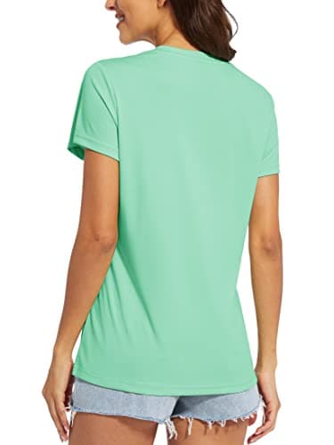 Women's UPF 50+ Sun Protection V-Neck T Shirts for Athletes
| Quick Dry Women's V-Neck Short Sleeve Athletic Shirts
| W