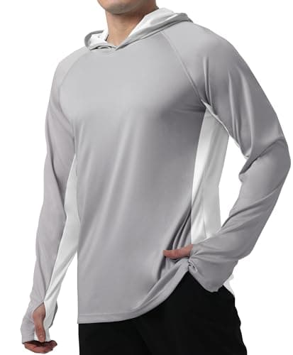 UPF 50+ Sun Protection Men's Hoodie Shirt for Fishing and Hiking
| Lightweight UPF 50+ Men's Hoodie Shirt for UV Protec — B-p-grey and White