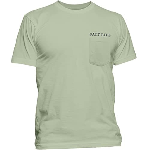 Salt Life Men's Standard Skull and Poles Short Sleeve Pocket Tee Perfect for Beach Days and Casual Wear
