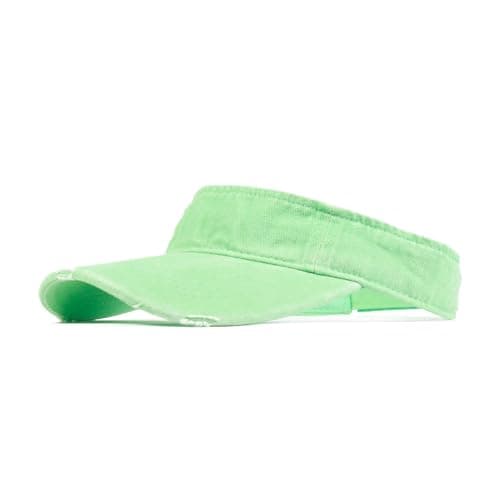 ANDICEQY Sport Retro Ripped Sun Visor Hats for Women and Men Adjustable Empty Top Baseball Cap Cotton Ball Cap Women and — Retro Green