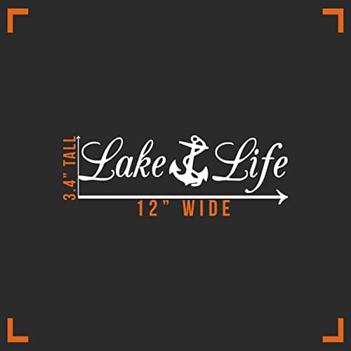 Lake Life Decal Vinyl Sticker for Car Truck Wall Laptop | White | 12" x 3"
