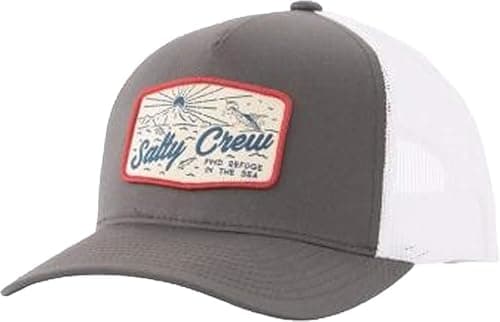 Salty Crew Men's Graphic Logo Retro Trucker Hat - Premium Cotton for Men and Women - Adjustable Fit Baseball Hat - Summe — Darkgrey/White