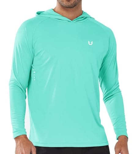 NORTHYARD Men's UPF 50+ Sun Protection Hoodie Shirts for Fishing and Running Quick Dry UV SPF — Lakeblue