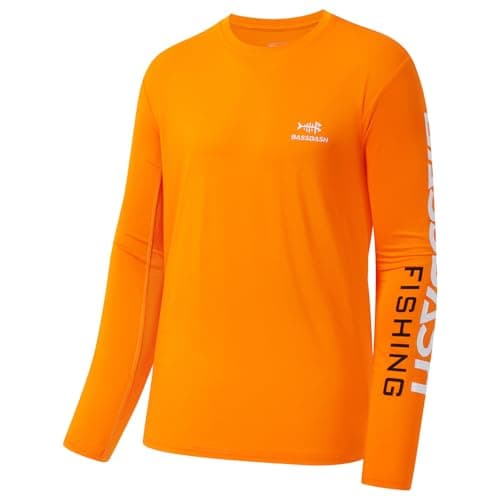 UV Protection Fishing T-Shirts for Men Global Recycled Standard UPF 50+
| Men's Long Sleeve Fishing T-Shirt UV Protecti — Orange/White Logo