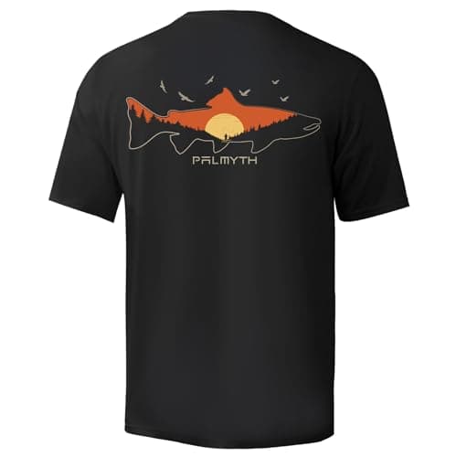 Palmyth Men's Sun Protection Fishing Shirt Short Sleeve UPF 50+ SPF Clothing
| Palmyth Men's UV Protection Fishing Shir — Black / Endless Stream