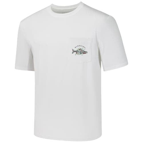 BASSDASH Men's UPF 50+ Fishing Graphic T-Shirt Quick Dry UV Sun Protection Casual Outdoor FS46M — White/Salmon
