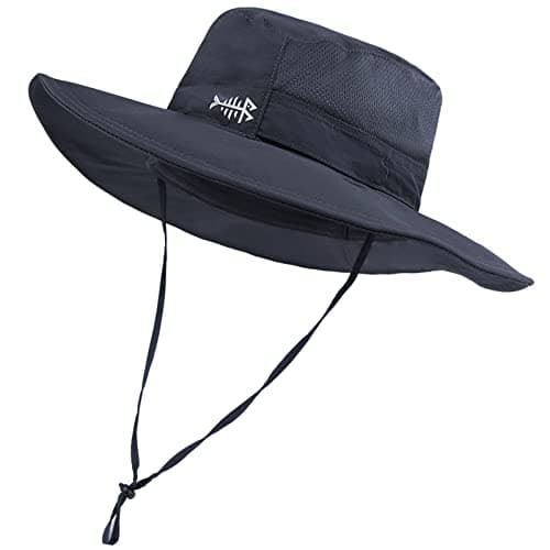 BASSDASH UPF 50+ Sun Fishing Hat for Men Water Resistant with Detachable Neck Flap Global Recycled Standard Global Recyc — Dark Grey - Big Head Size