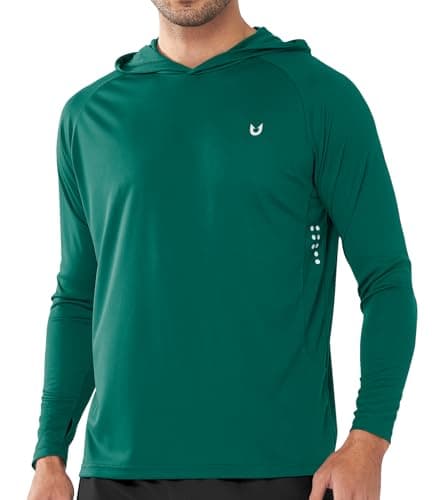 NORTHYARD Men's UPF 50+ Sun Protection Hoodie Shirts for Fishing and Running Quick Dry UV SPF — Evergreen