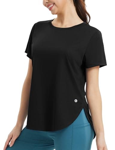 Quick Dry Baleaf Women's Short Sleeve Workout Tops
| Loose Fit Baleaf Women's UPF 50+ Running Shirts
| Baleaf Women's Q — Black