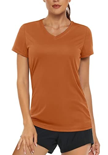 Women's UPF 50+ Sun Protection V-Neck T Shirts for Athletes
| Quick Dry Women's V-Neck Short Sleeve Athletic Shirts
| W — Dark Orange