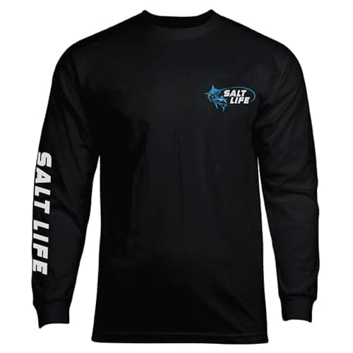 Salt Life Men's Reel Time Long Sleeve Classic Fit Shirt for Outdoor Adventures with Moisture Wicking Technology, Boatnec