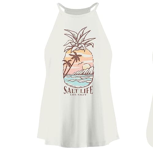 Salt Life Women's Summer Comfortable Tank Top for Outdoor Adventures with Adjustable Straps and Sleeveless Design, Perfe — Natural