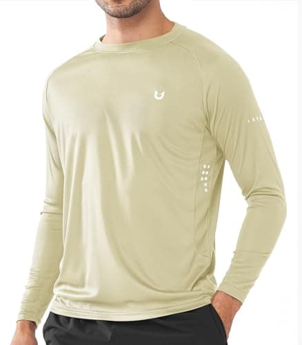 NORTHYARD Men's Sun Protection UPF 50+ Long Sleeve Swim Rash Guard Shirt for Workout Running UV Protection Fish Hiking — Oysterwhite