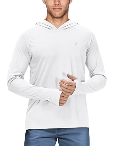 UPF 50+ Sun Protection Fishing Hoodie for Men Outdoor Activities
| Long Sleeve UV Protection Fishing Shirt for Men Suit — Thumb Hole-white