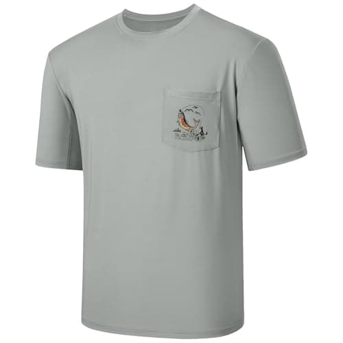BASSDASH Men's UPF 50+ Fishing Graphic T-Shirt Quick Dry UV Sun Protection Casual Outdoor FS46M — Ash Grey/Rainbow Trout