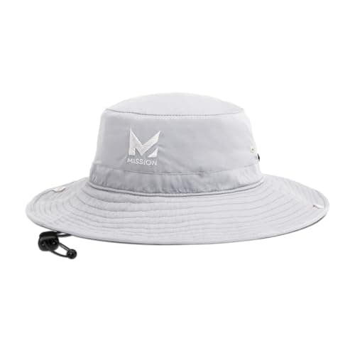 MISSION Cooling Bucket Hat - Unisex Wide-Brim Hat for Men & Women - Lightweight, Foldable & Durable — Charcoal Mission Print