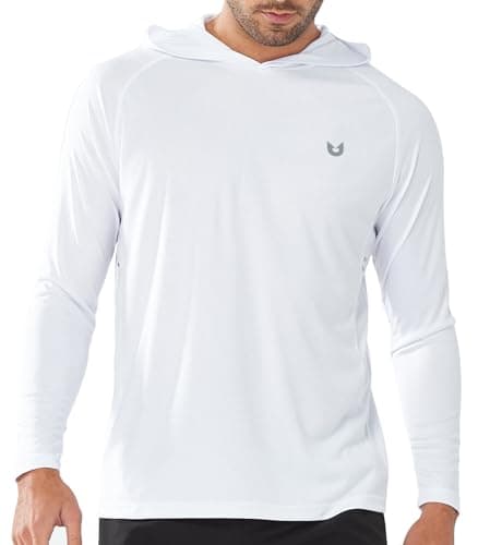 NORTHYARD Men's UPF 50+ Sun Protection Hoodie Shirts for Fishing and Running Quick Dry UV SPF — White