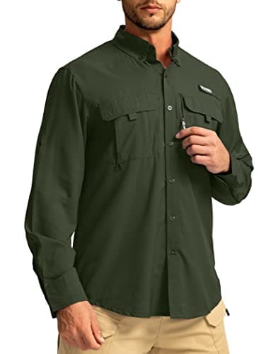 Men's Sun Protection Pudolla Fishing Shirts UPF50+ Long Sleeve Travel Work Button Down Shirts
| Pudolla Men's Sun Prote — Olive