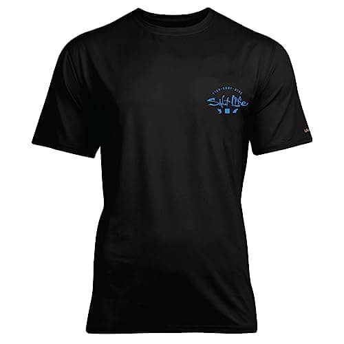 Salt Life Waterman's Trifecta Short Sleeve Performance Pocket Tee - Black/Turquoise, Small - Water Skiing Apparel, Fishi