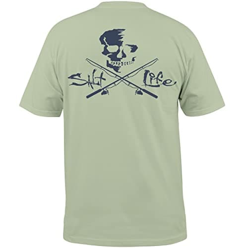 Salt Life Men's Casual Classic Fit Short Sleeve Shirt for Men with Skull and Poles Design — Seafoam