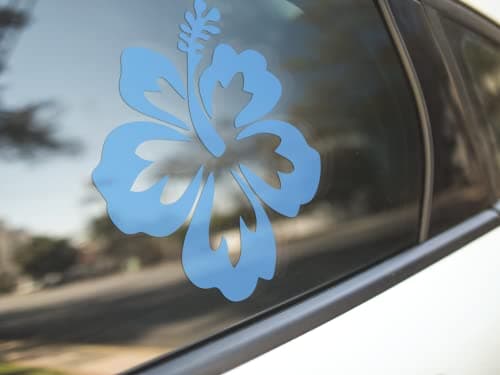 Hawaiian Hibiscus Flower Decal - Perfect for Car and Truck Outdoors - Durable Hawaii Bumper Stickers - 4-Inch by |25-Inc