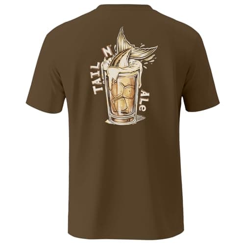 Palmyth Men's Sun Protection Fishing Shirt Short Sleeve UV UPF 50+ Tee for Outdoor Activities — Coffee / Tail Ale