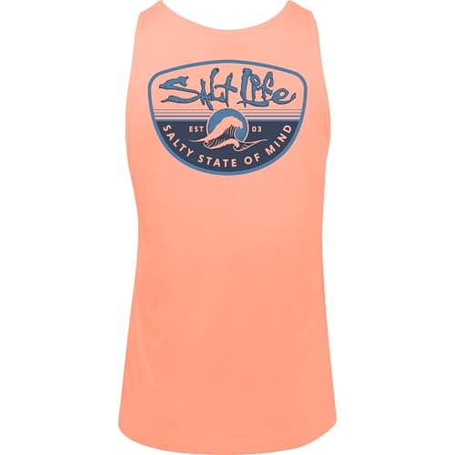 Salt Life Women's Morning Wave Tank + Summer Style + Beachgoers + Sun Protection + Lightweight Material + Various Colors — Papaya