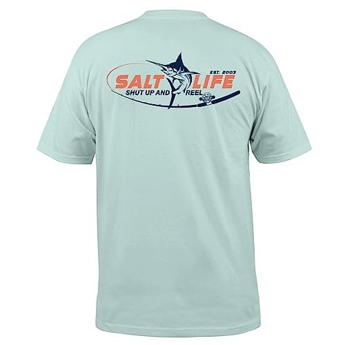 Salt Life Men's Reel Time Short Sleeve Tee + Stretchy Fabric + Fishing Enthusiast + Beach Days + Moisture Wicking + 100%