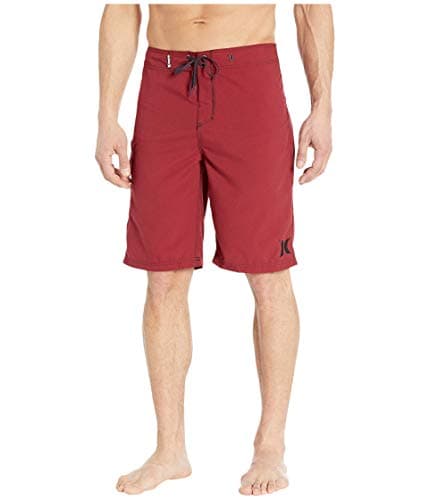 Hurley Men's One and Only 22-Inch Boardshorts Lightweight Breathable Surf Swim Shorts for Men Summer Beach Vacation — Team Red/Burgundy Ash