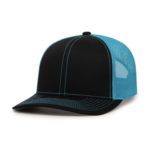 Pacific Headwear Snapback Trucker: Stylish Unisex Cap for Everyday WearComfortable All-Day Cap for Men and WomenSnapback — Black/Neon Blue/Black