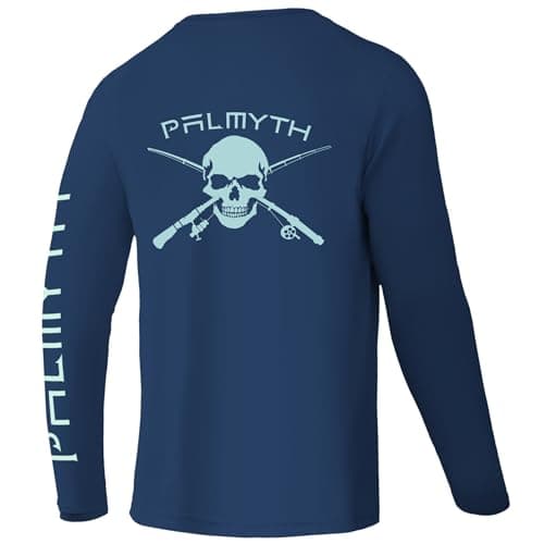 Palmyth Men's Long Sleeve UPF 50+ Fishing Shirts for Sun Protection
| Palmyth Men's Sun Protection Long Sleeve Fishing — Navy / Skull and Rods