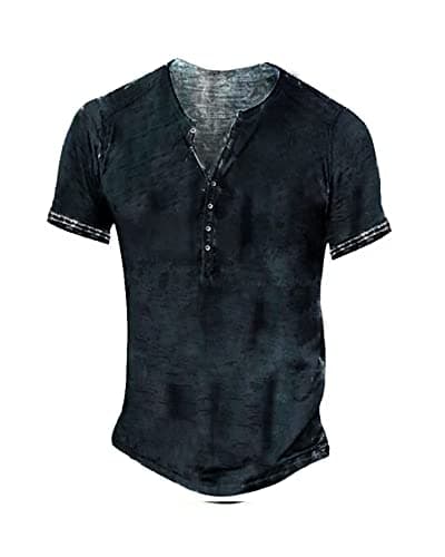 Beautyshow Men's Retro Distressed Henley Shirts Casual Button Down for Men
| Beautyshow Mens Washed Short Sleeve Tees C — 1-navy
