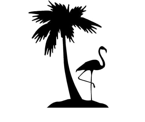 Flamingo One Palm Tree Laptop Car Window Truck Mint Size |9x5.2 Inches Beach Ocean USAMade USAShipped Mint — Black