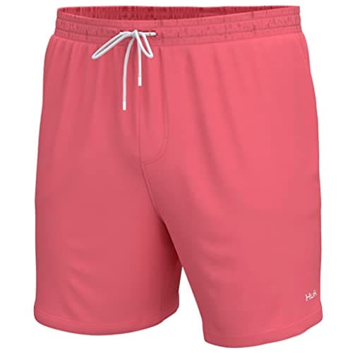 HUK Pursuit Volley Quick-Dry Fishing Shorts for Men Fast Drying Breathable Water Resistant Perfect for Summer Fishing Tr — Sunwashed Red