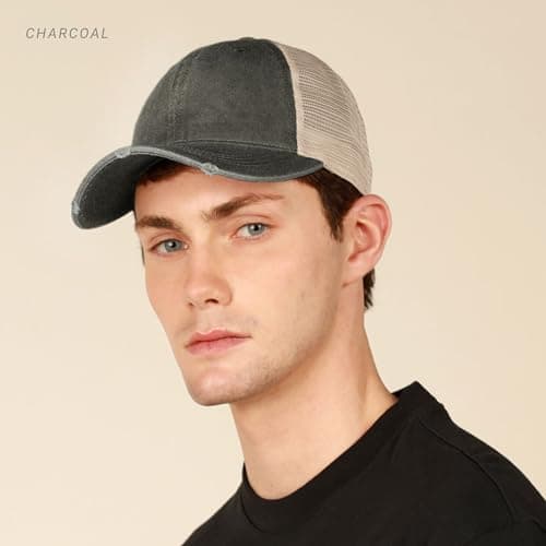 CHOK.LIDS Premium Washed Unstructured Trucker Hat for Men and Women Outdoor Adjustable Distressed Pigment Dyed Cap
| CH