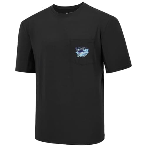 BASSDASH Men's UPF 50+ Fishing Graphic T-Shirt Quick Dry UV Sun Protection Casual Outdoor FS46M — Black/Blue Marlin
