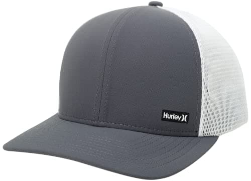 Hurley Men's H2O-Dri League Baseball Caps - Snapback Closure Classic Trucker Hats (S-XL)  
Hurley Men's H2O-Dri League B — Grey/White